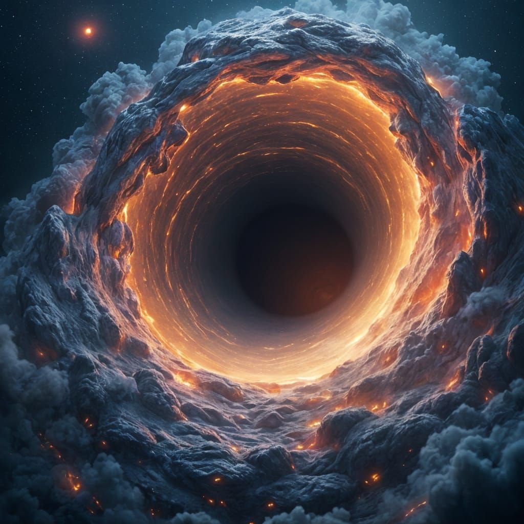 Cosmic Black Hole Attracts Golden Name, Digital Art