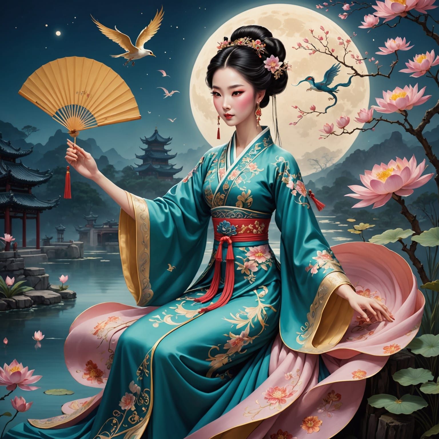 Fantasy Chinese Concubine in Disney Animation Style