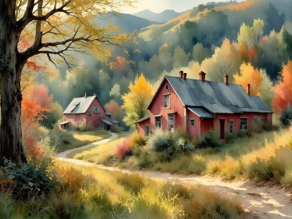 <lora:Light and Lace-Flux:1.0> A scenic rural landscape in a...