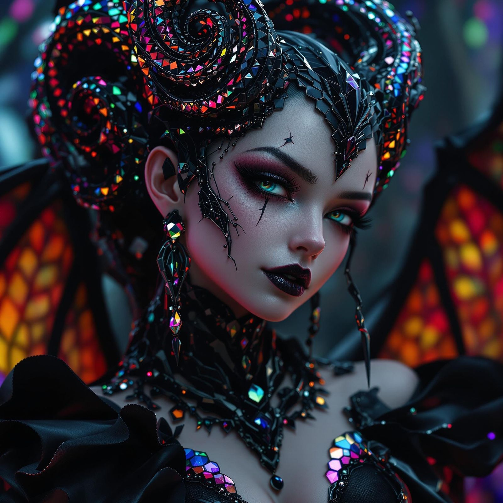 Gothic Cyborg Lamia Wink in Concept Art Style