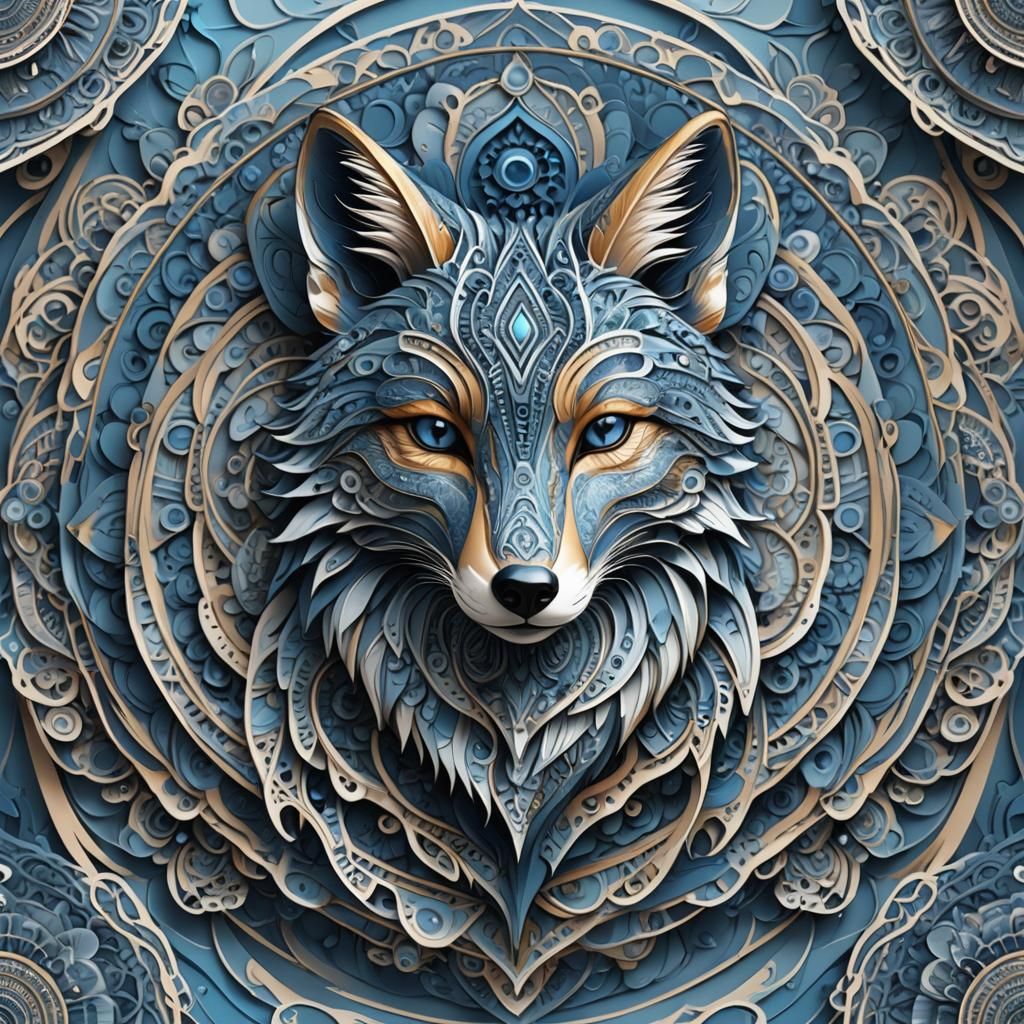 A Blue Mandala Fox