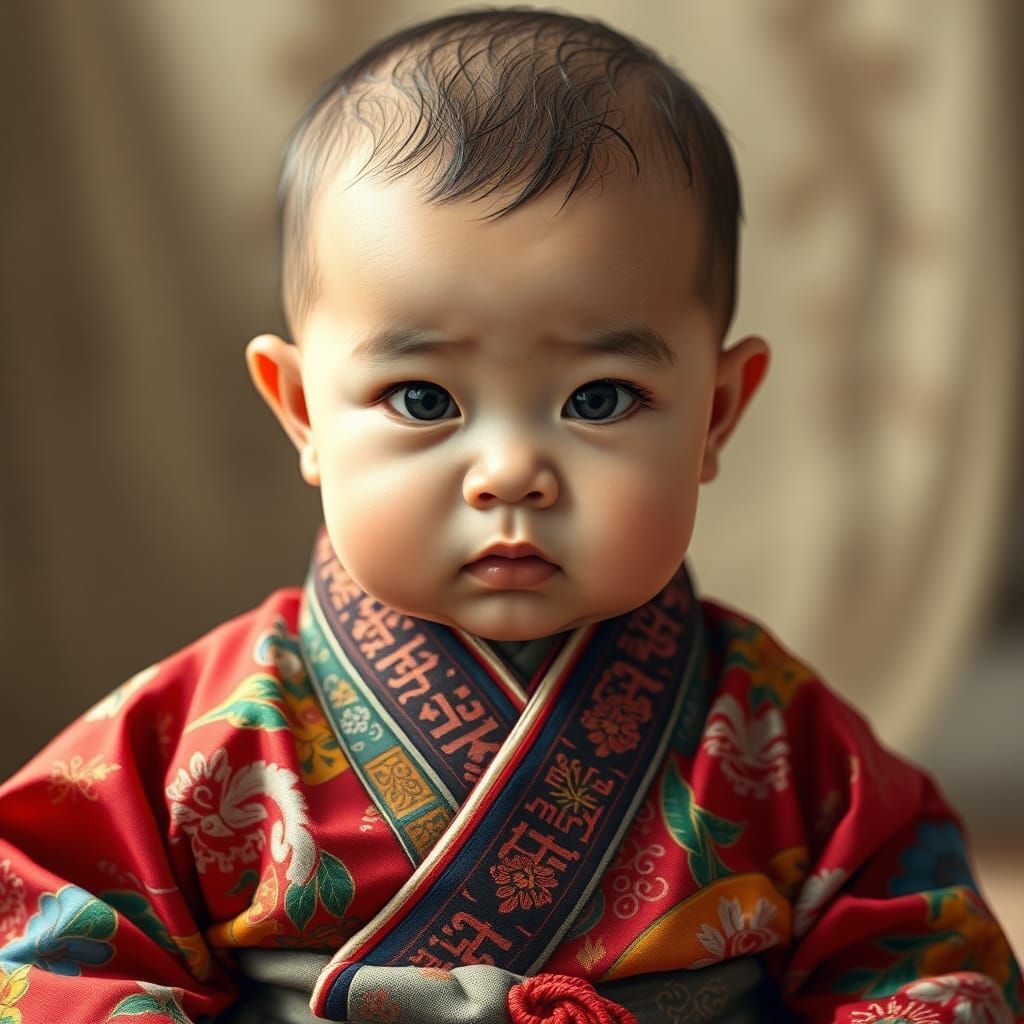 Baby One Punch: Hyperrealistic Portrait in Japanese Clothing