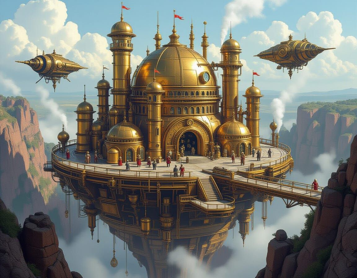 Steampunk Gnome City in Collapsed Caldera