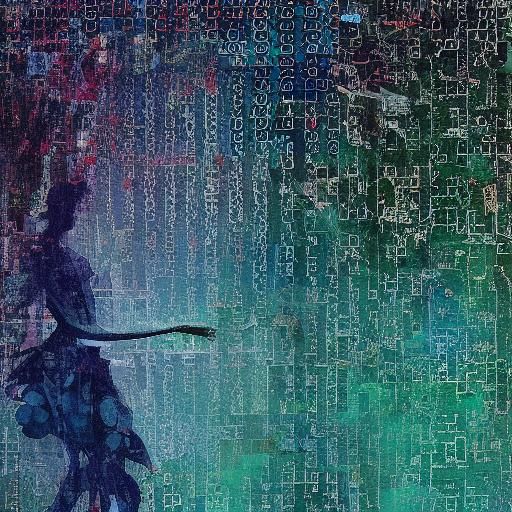 Electric Blue Matrix Man: Double Exposure Silhouette