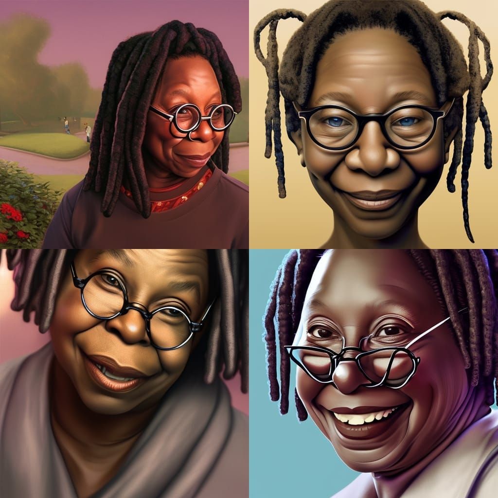 Young Whoopi Goldberg in Park: 3D Digital Art