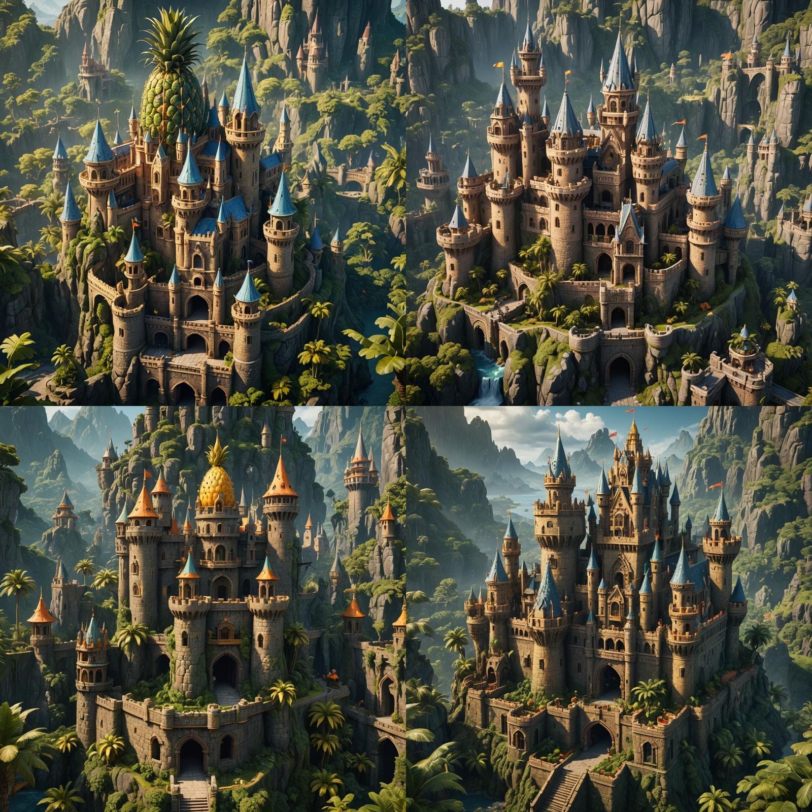 Fantastical Pineapple Castle Guarded by Monkeys