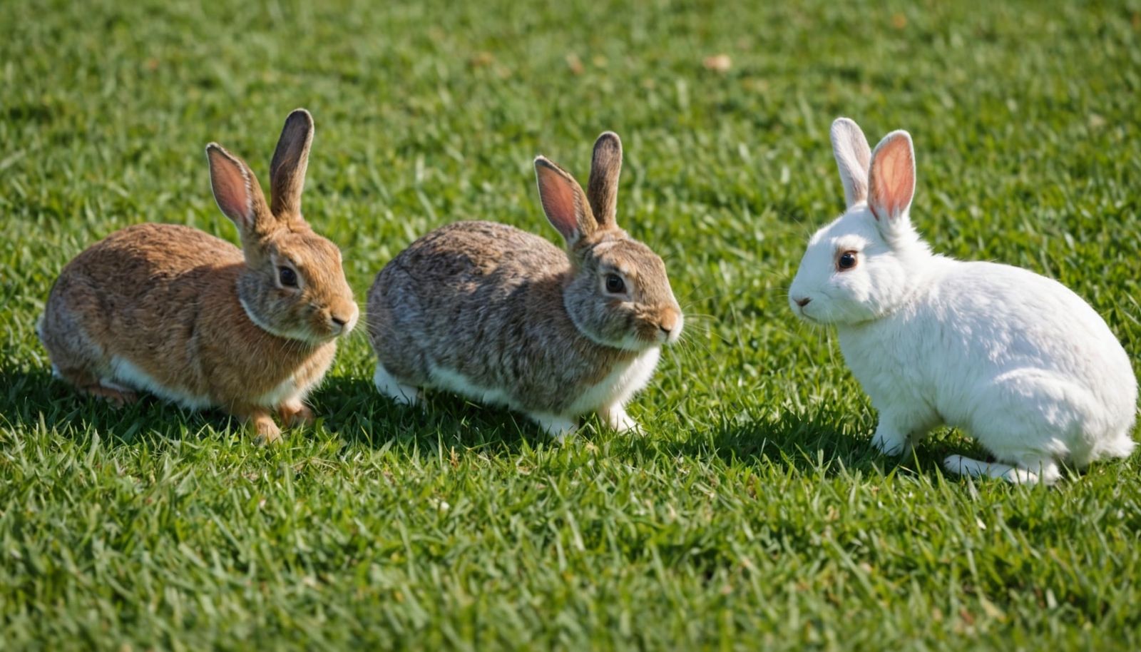 Colorful Easter Bunnies Hopping in a Green Meadow