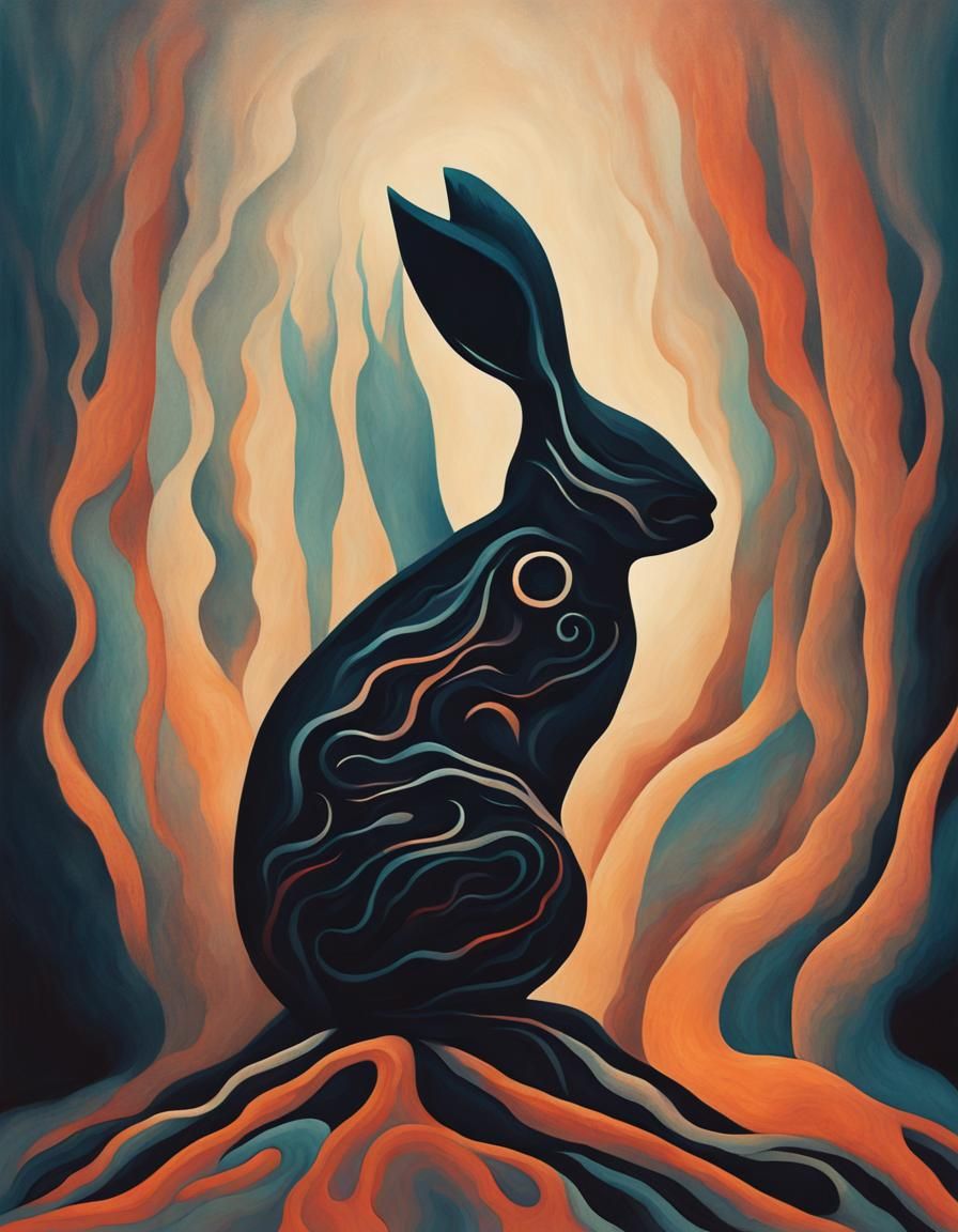 Haunting Bunny Silhouette in Abstract Art