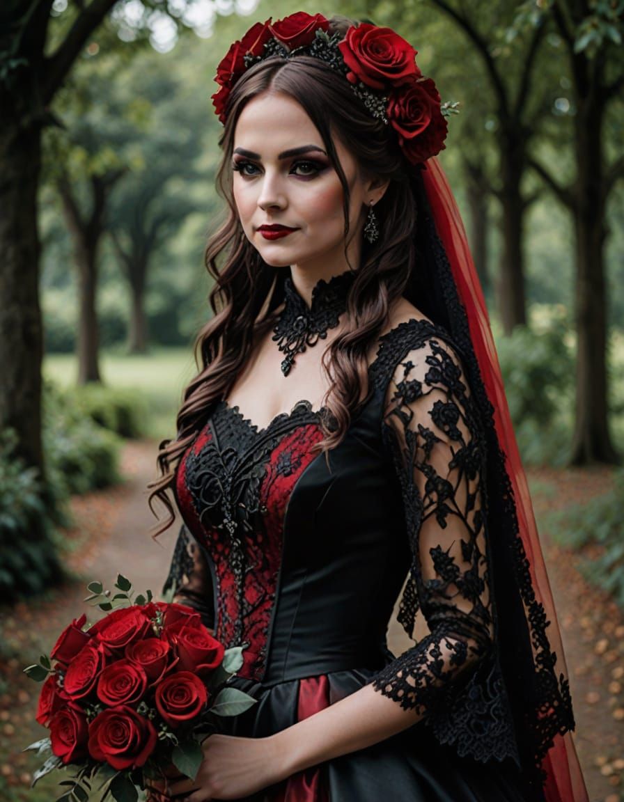 Gothic Bride in a Dark Romantic Wedding Attire