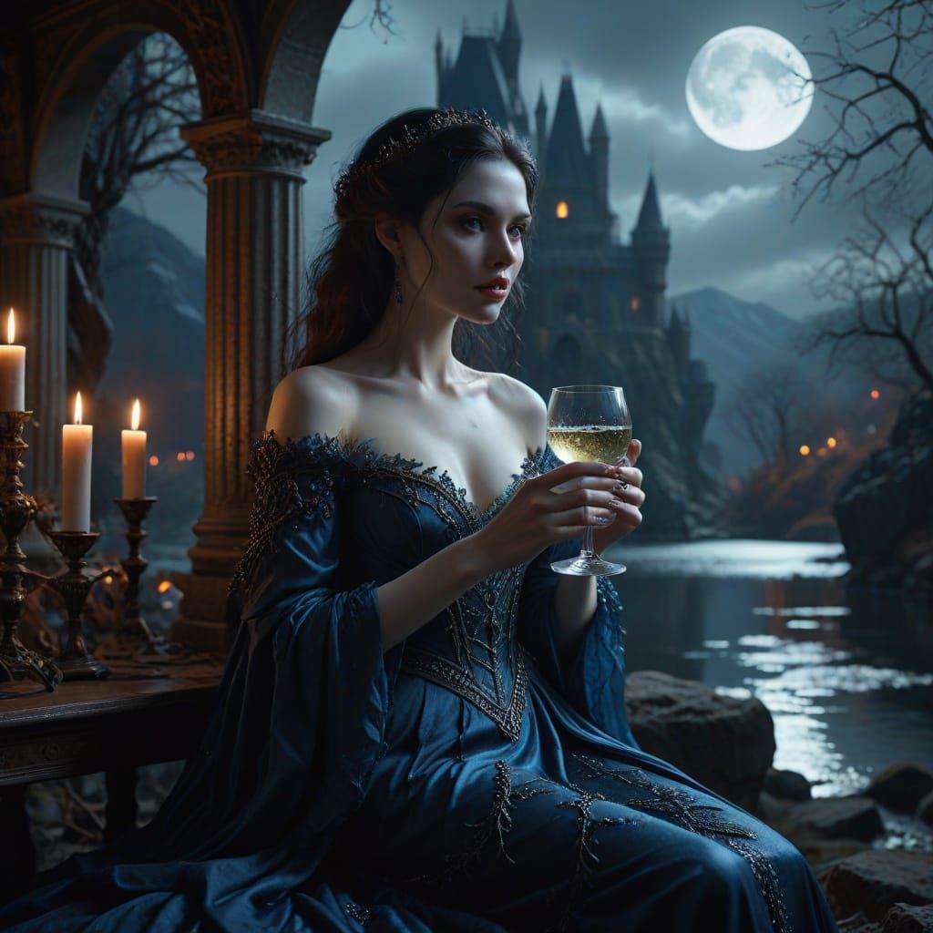 Ethereal Siren Queen of the Night in Jugendstil Style