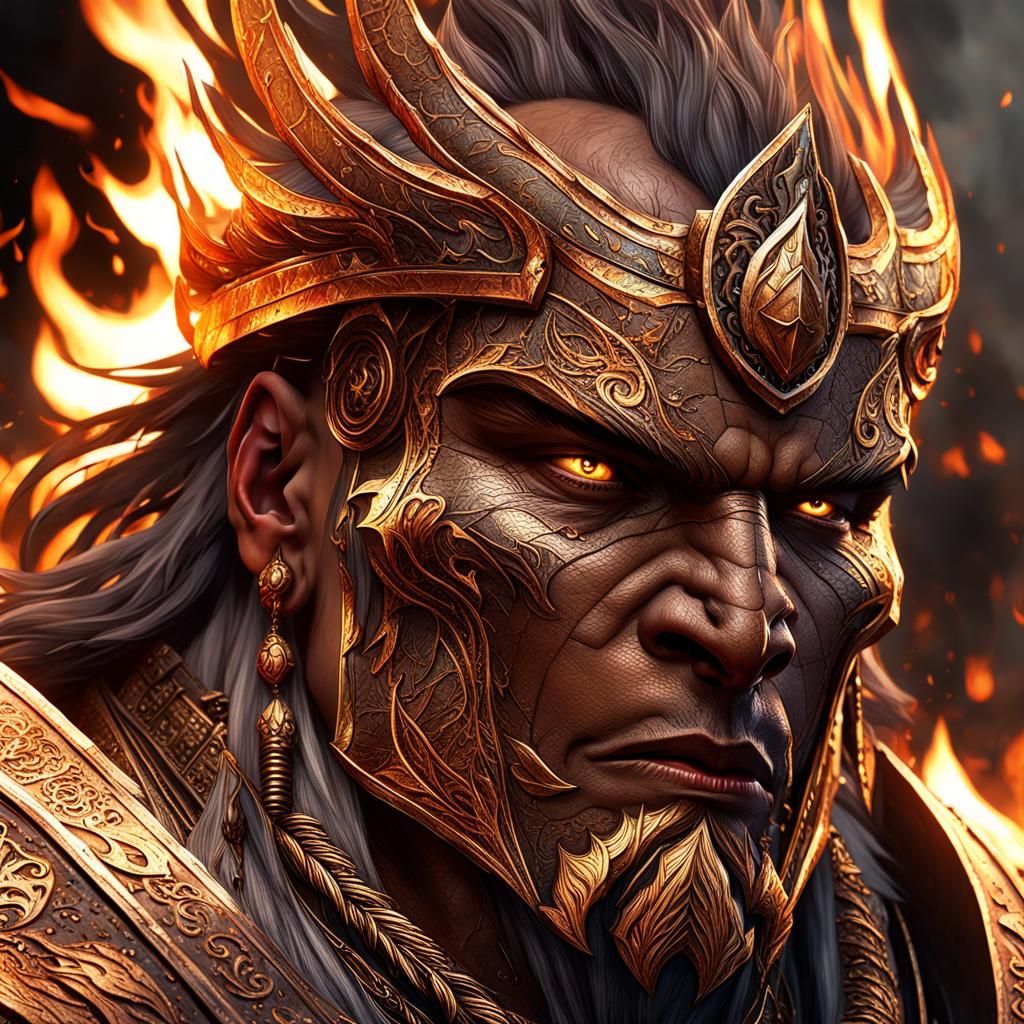 Fire King Portrait in Dark Fantasy Style