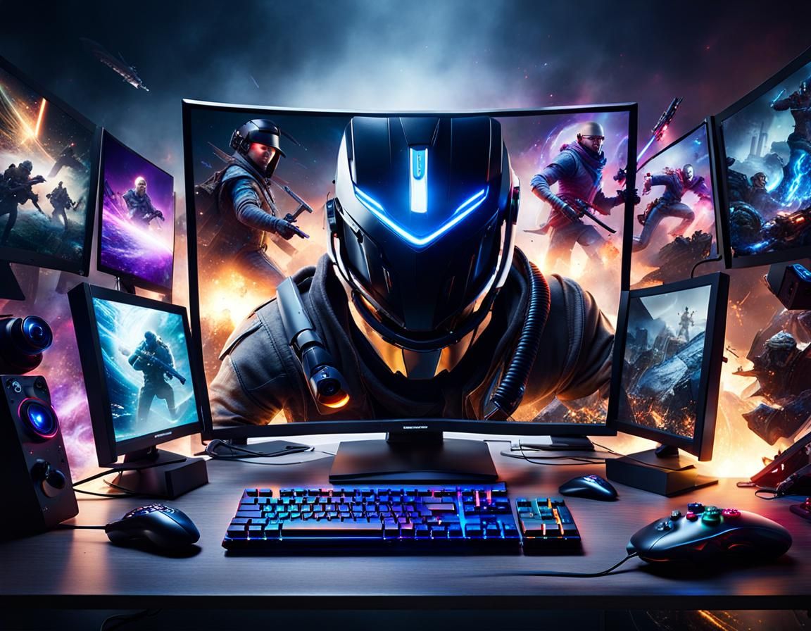 Immersive Gaming Setup in Photo-Realistic Style