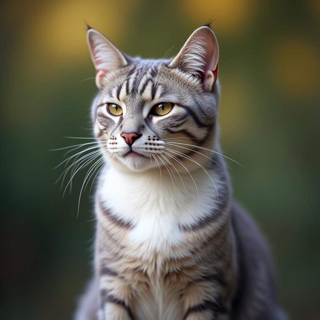 This small adult cat is male.  He has a medium-length lilac ...