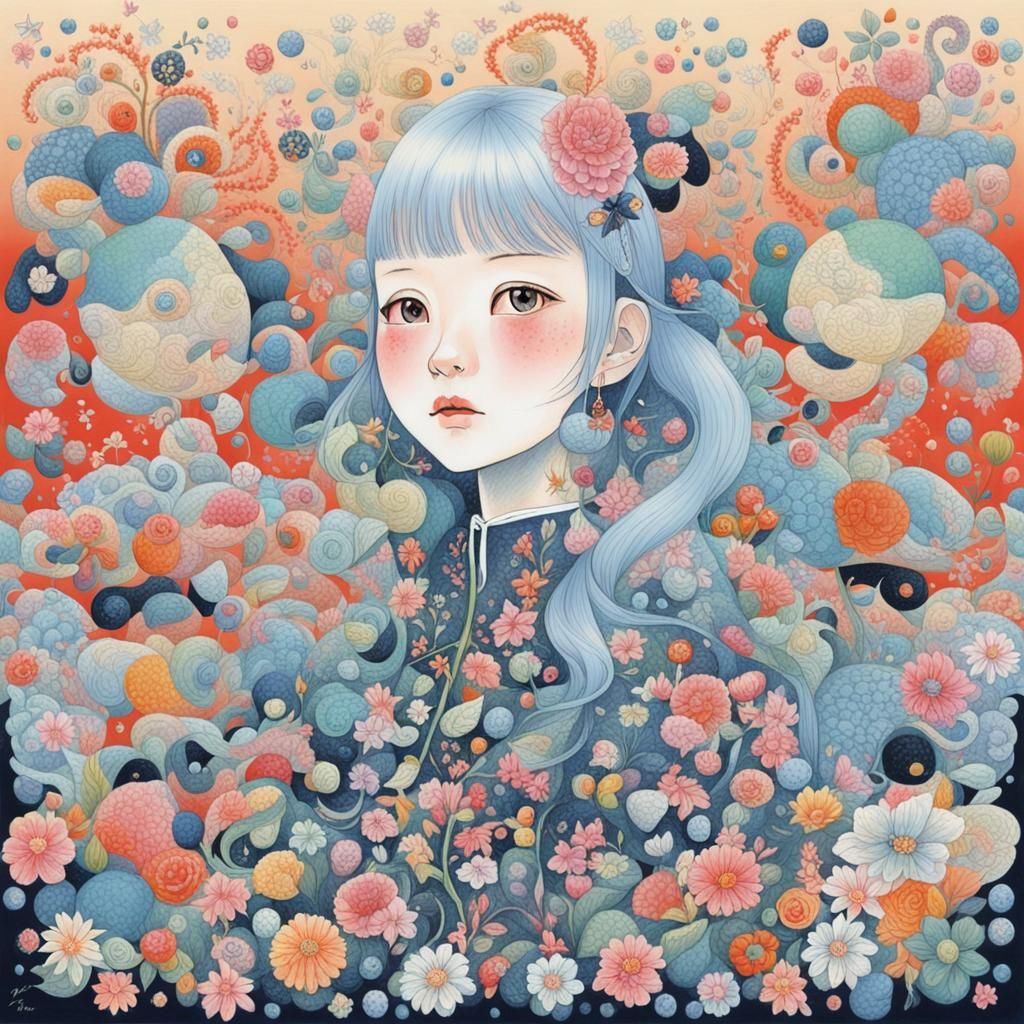 Pop Surrealist Portrait in Manga Style