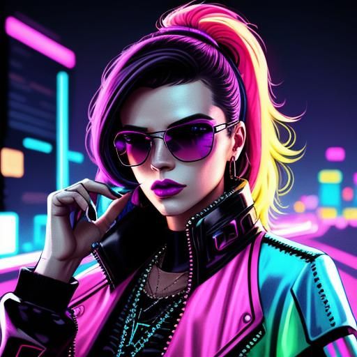 Neon Gold: A Synthwave Cyberpunk Portrait
