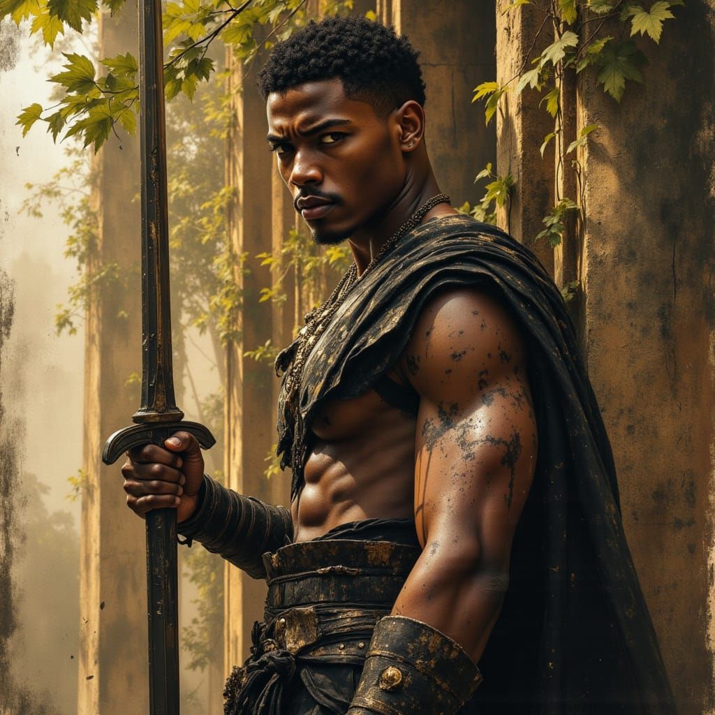 African Warrior God in Futuristic Armor