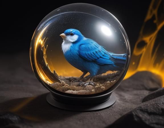 Hyperrealistic Alien Bird on Encaustic Mandala in Desert