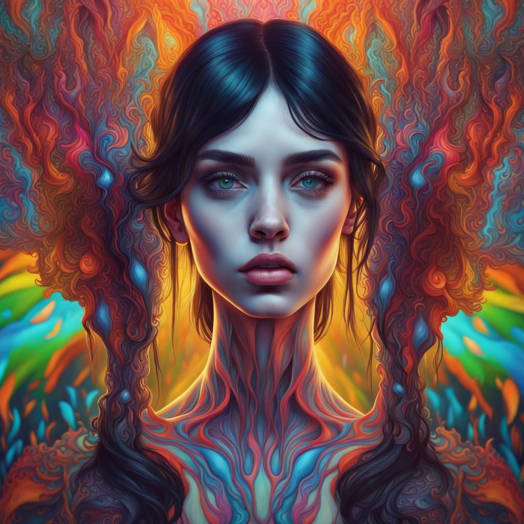 Girl Melting into Mirror: Psychedelic Surrealism