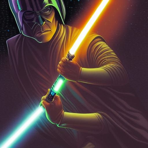 Lightsaber Hilt in Comic Book Art Style