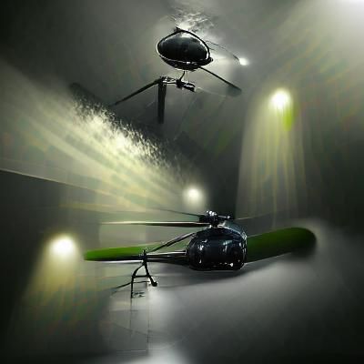 Helicopter in Film Noir Style: Digital Illustration