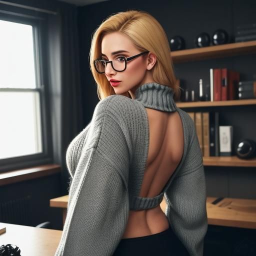 Honey Blonde Programmer in Open Back Sweater