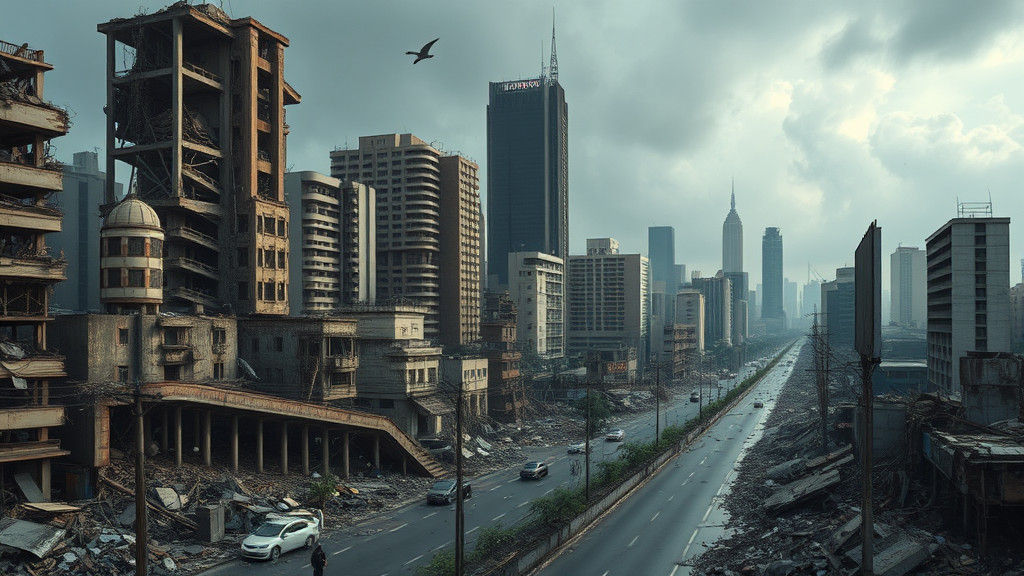 Eerie Jakarta Ruins After Earthquake, Dystopian Art
