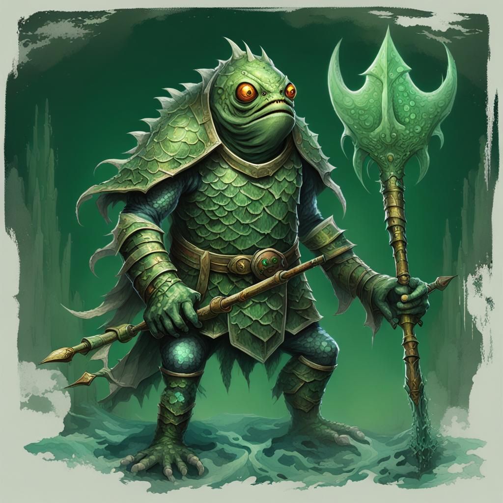 Epic Kuo-Toa in Underdark Aquatic Realm with Bioluminescent....