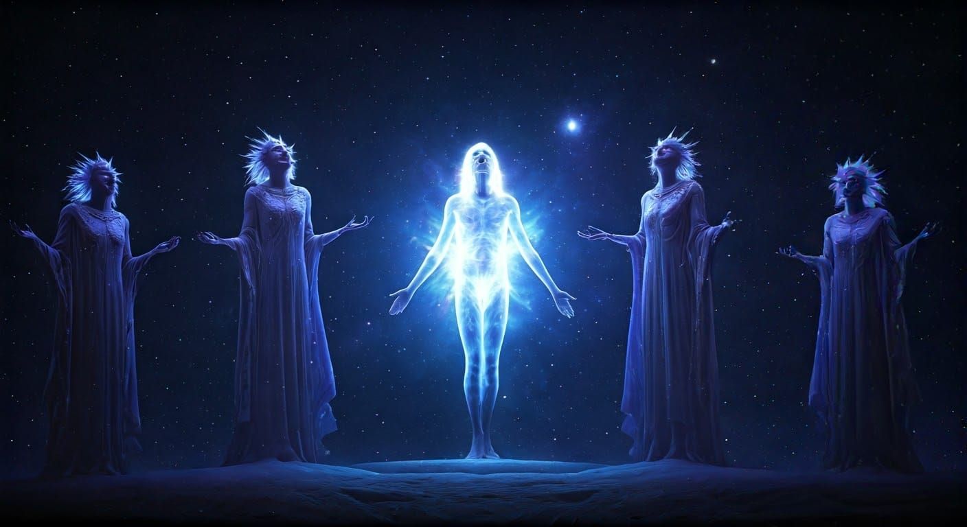 Cosmic Beings Create Vibrant World in Splendid Harmony