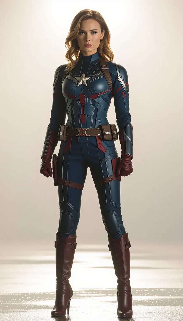 Female Captain America in Cinematic Film Still