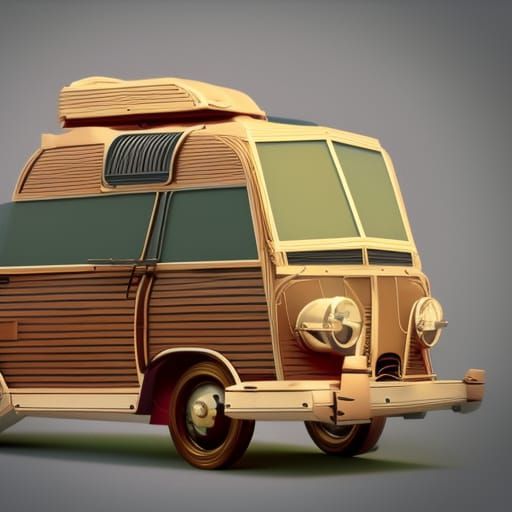 Steampunk Mini Camper with Watercolor Effect