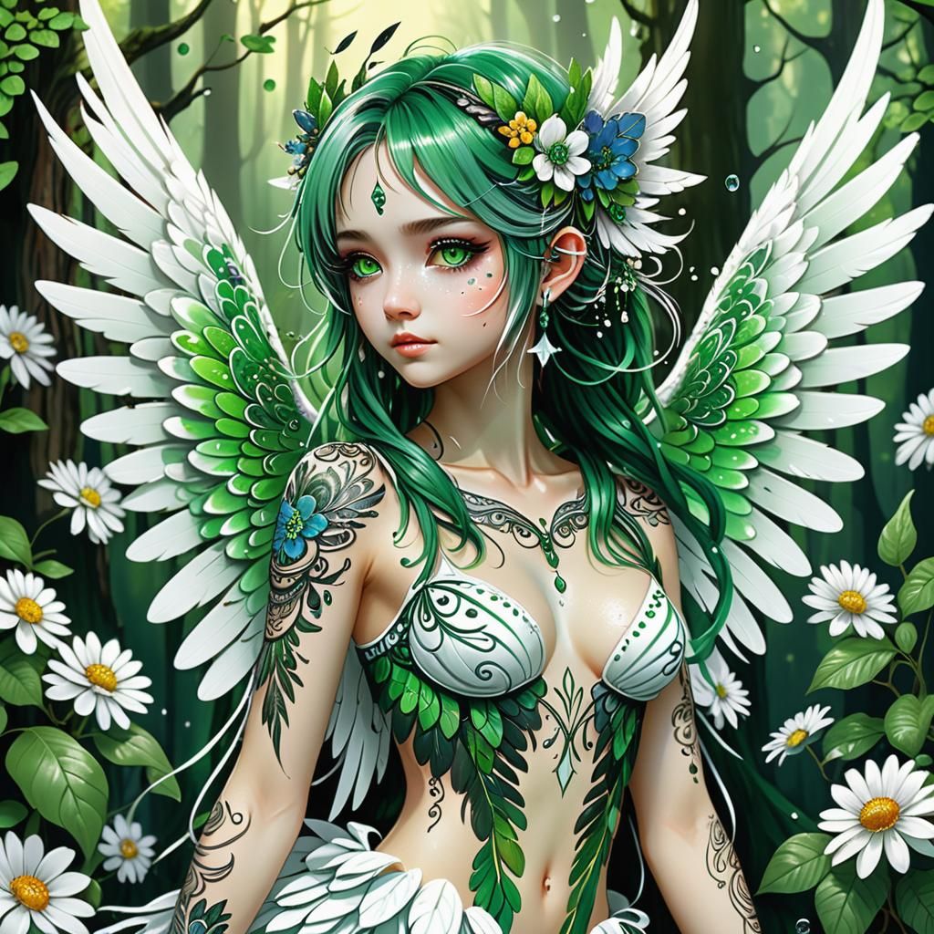 Forest Fairy with Zentangle Details in Digital Painting