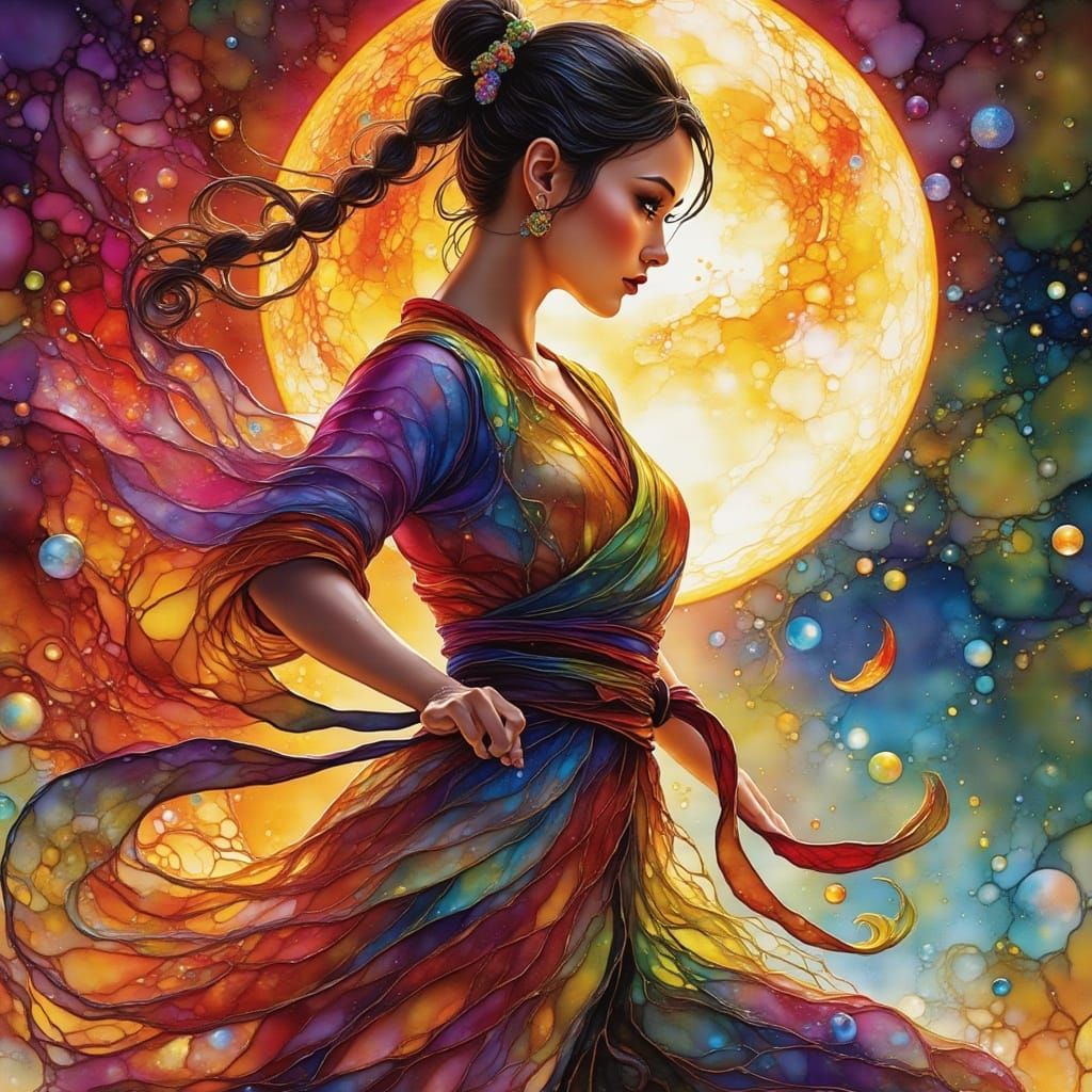 Dynamic Martial Arts Poster of a Woman in Watercolor Splash ...