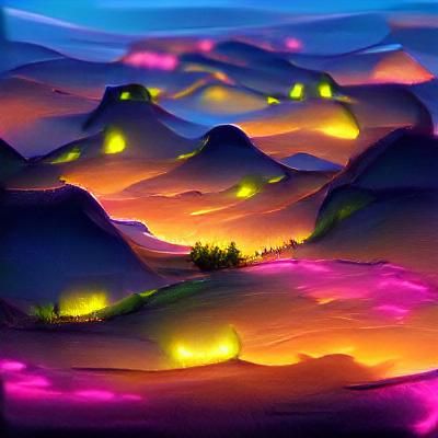 Ethereal Glowing Landscape Generated by AI