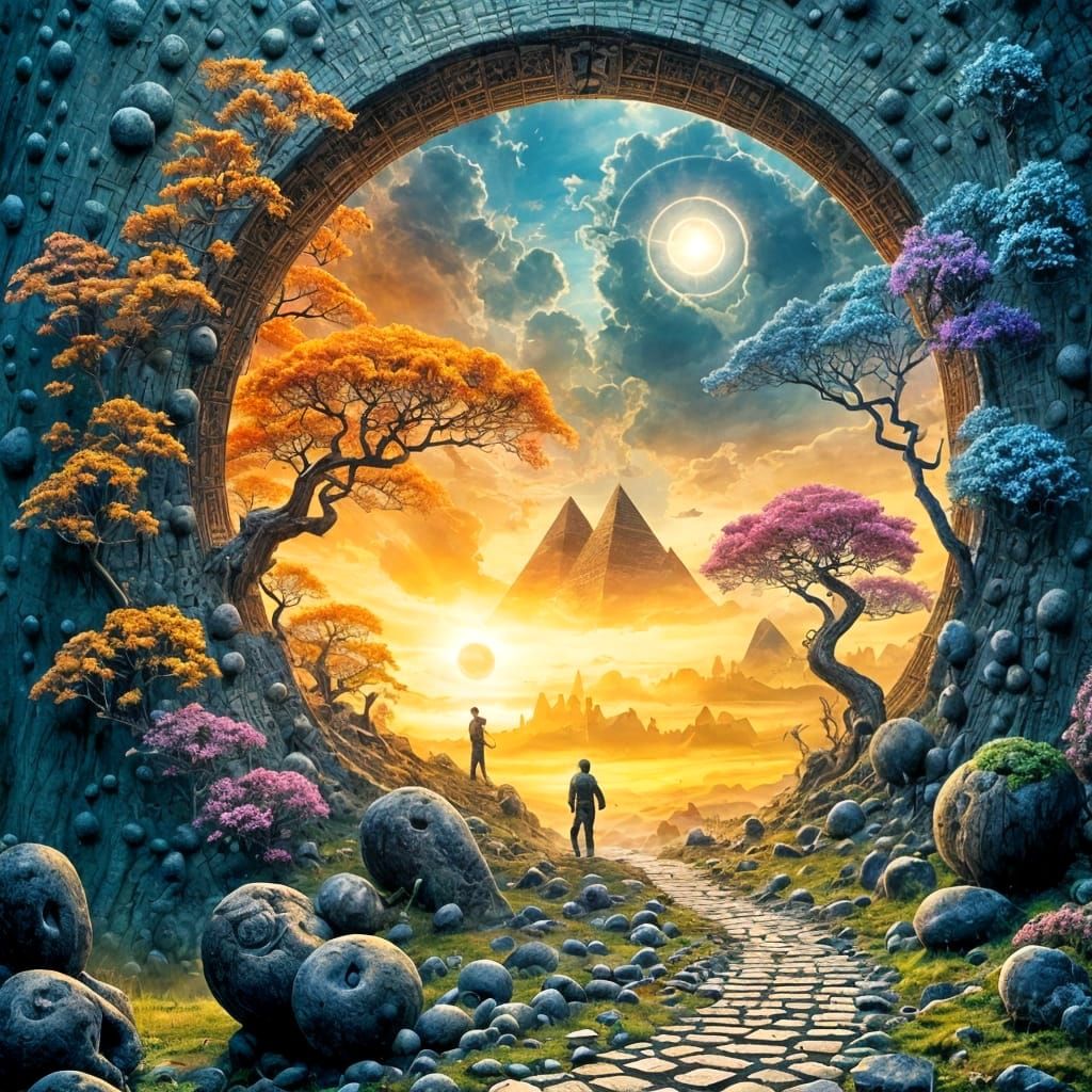 Epic Abstract Surrealism Scene with Vibrant Dreamscapes
