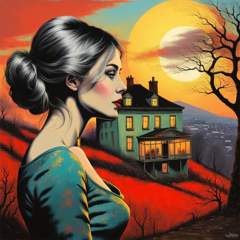 Woman Longing for Love in Pop Art Style