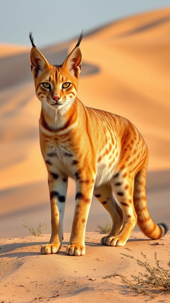 Majestic Caracal in Arid Desert Landscape