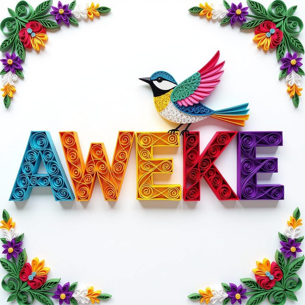 Intricate Quilling Paper Art of 'aweke' with Bird
