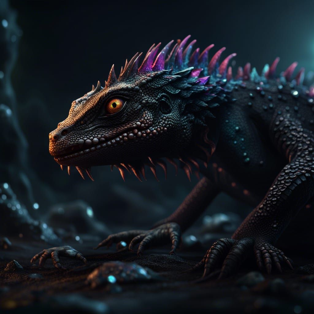 Dark Lizard Monster with Black Aura