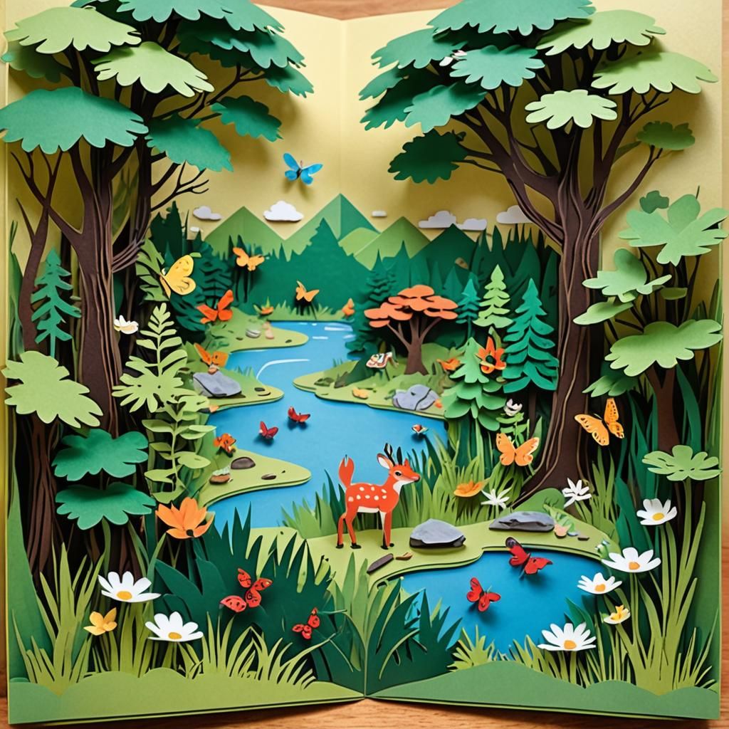 Enchanting Nature Scene in Popup Book