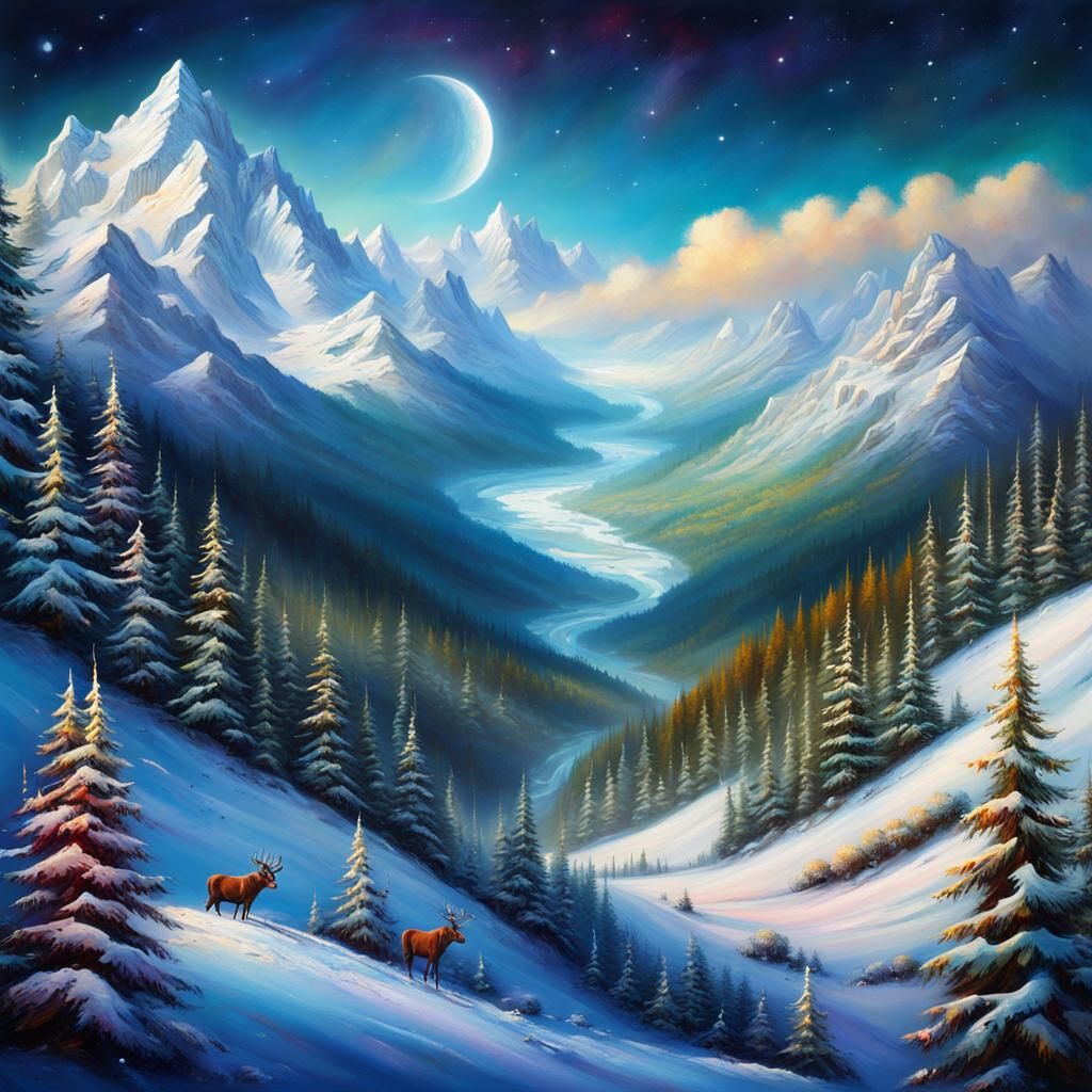 Snowy Mountain and Valley