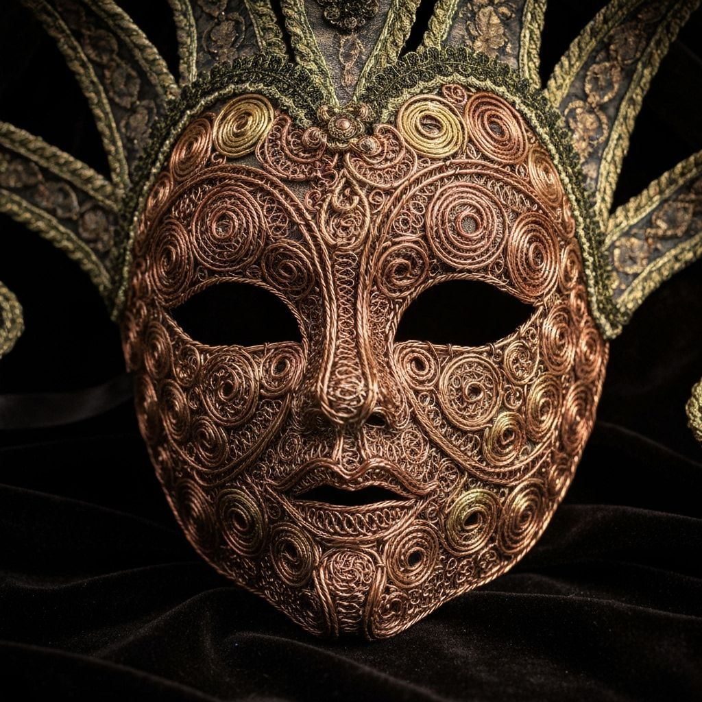 Elaborate twisted wire Venetian carnival mask