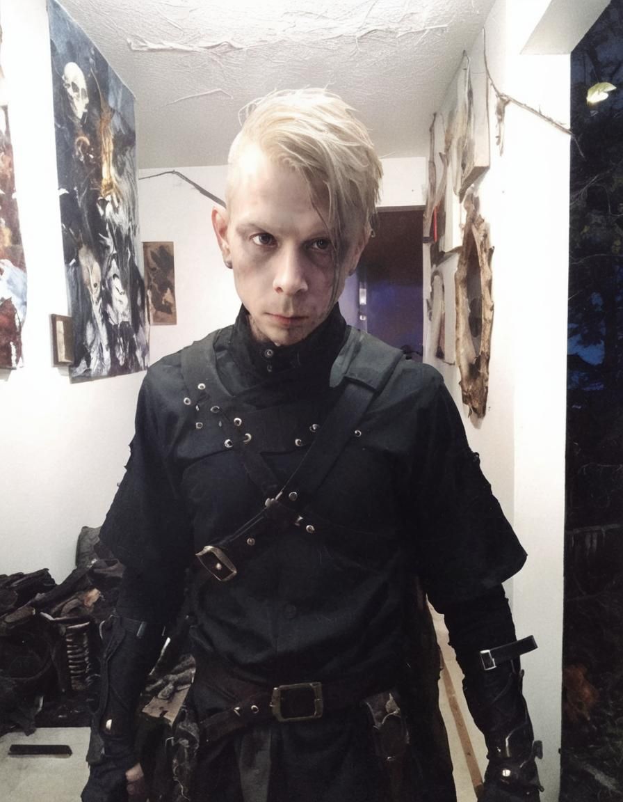 Dark Fantasy Warrior in Haunted Forest, Anime Style