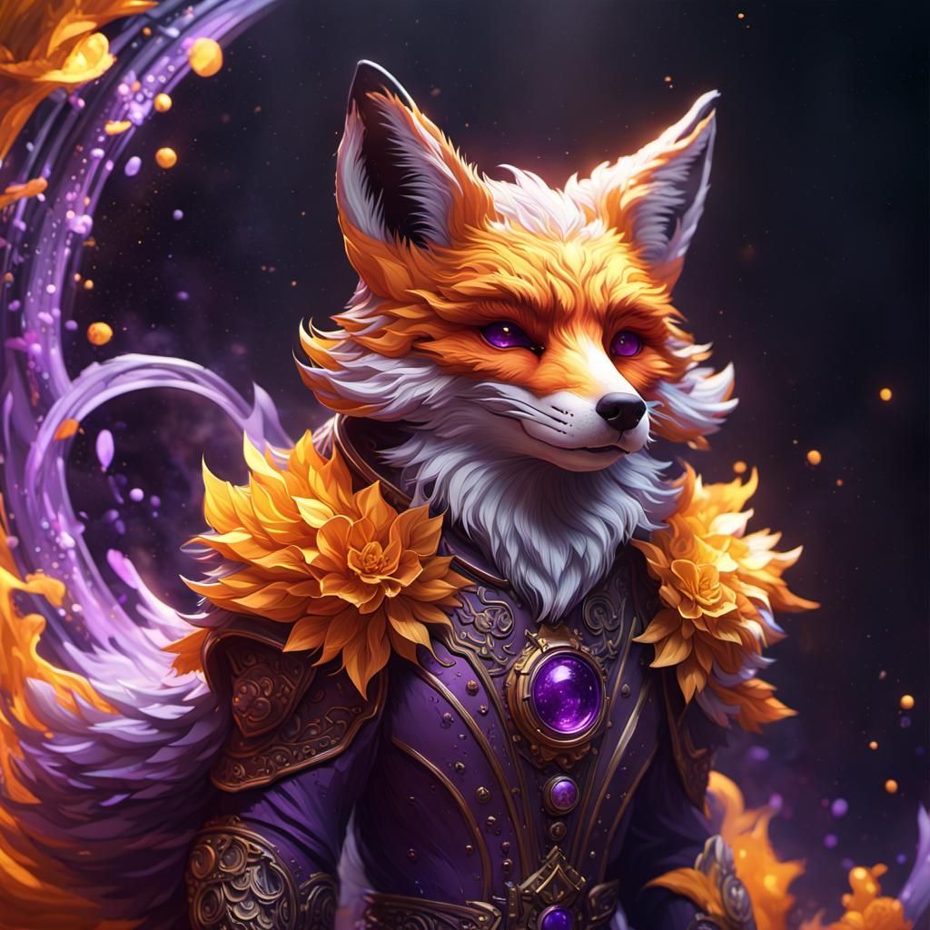 Solar Flare Fox in Dark Fantasy Style