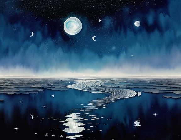 Abstract Expressionism: Silver Water Ripples and Reflections