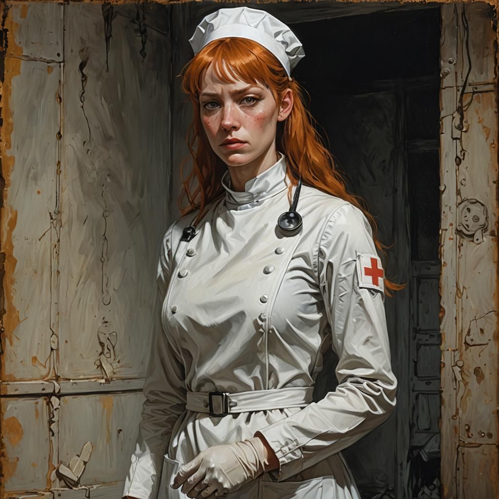 Stern Nurse in Rubber Uniform, Digital Painting