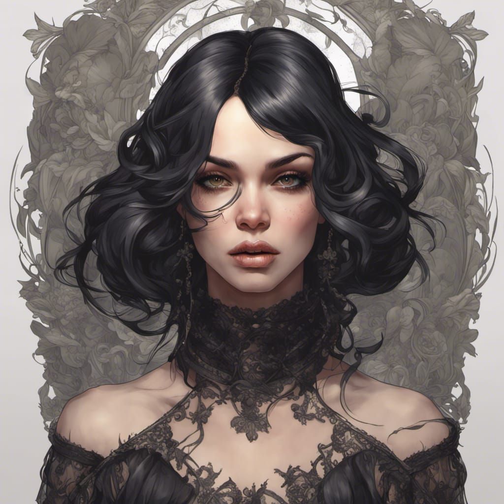 Gothic Victorian Woman Portrait in Hyperdetailed Style