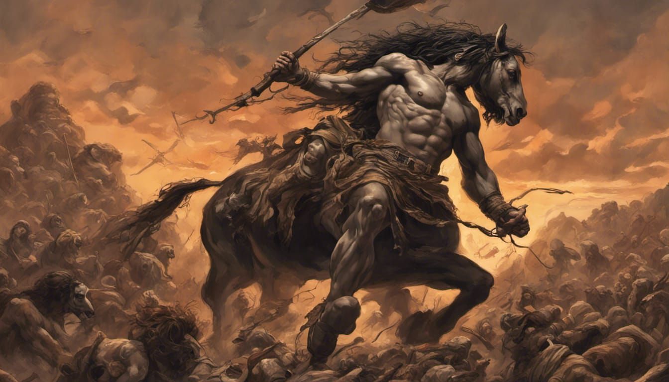 Samson's Jawbone Victory: A Heroic Oil Painting