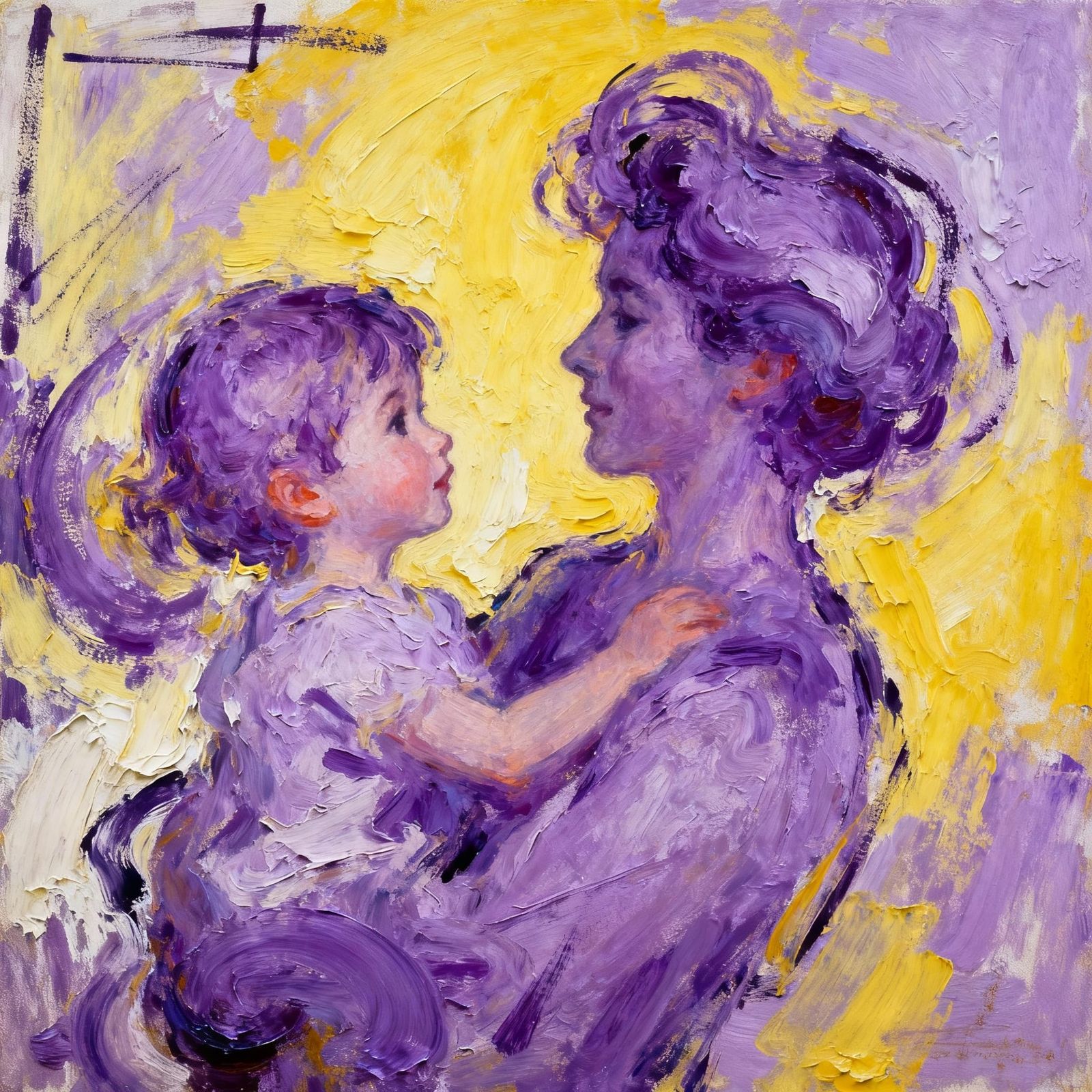 Abstract Expressionist Joy of Anticipation in Violet Hues