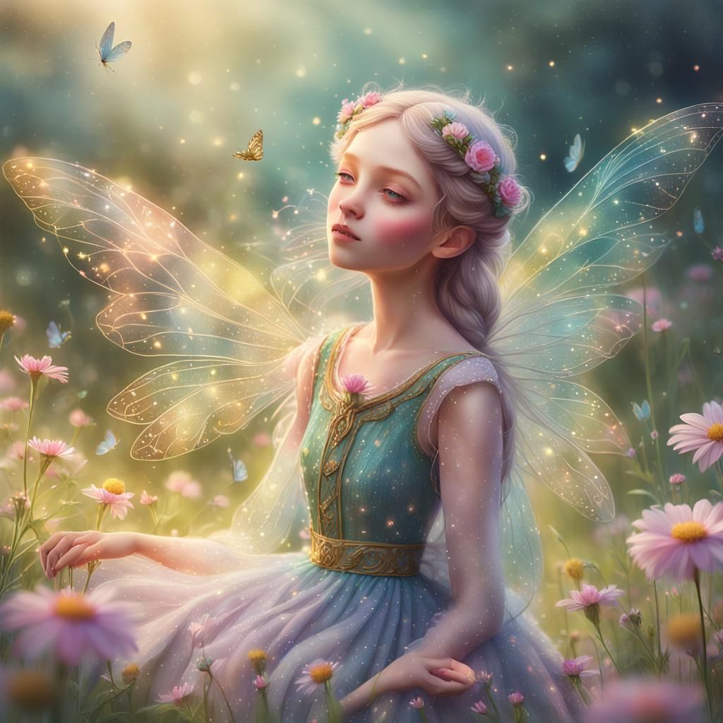 Ethereal Fairy in Lush Meadow, Concept Art