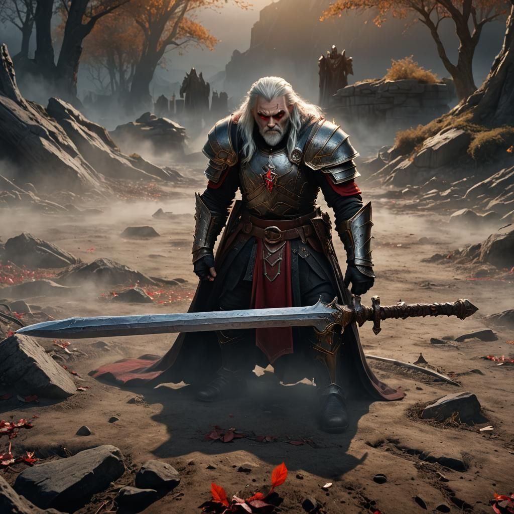 Vampire Dwarf Paladin in Epic Digital Painting